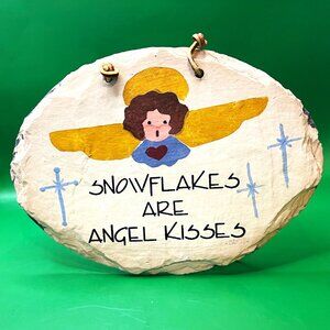 VTG Plain Jane Slate Sign Snowflakes Angel Kisses Handcrafted New Orleans Art